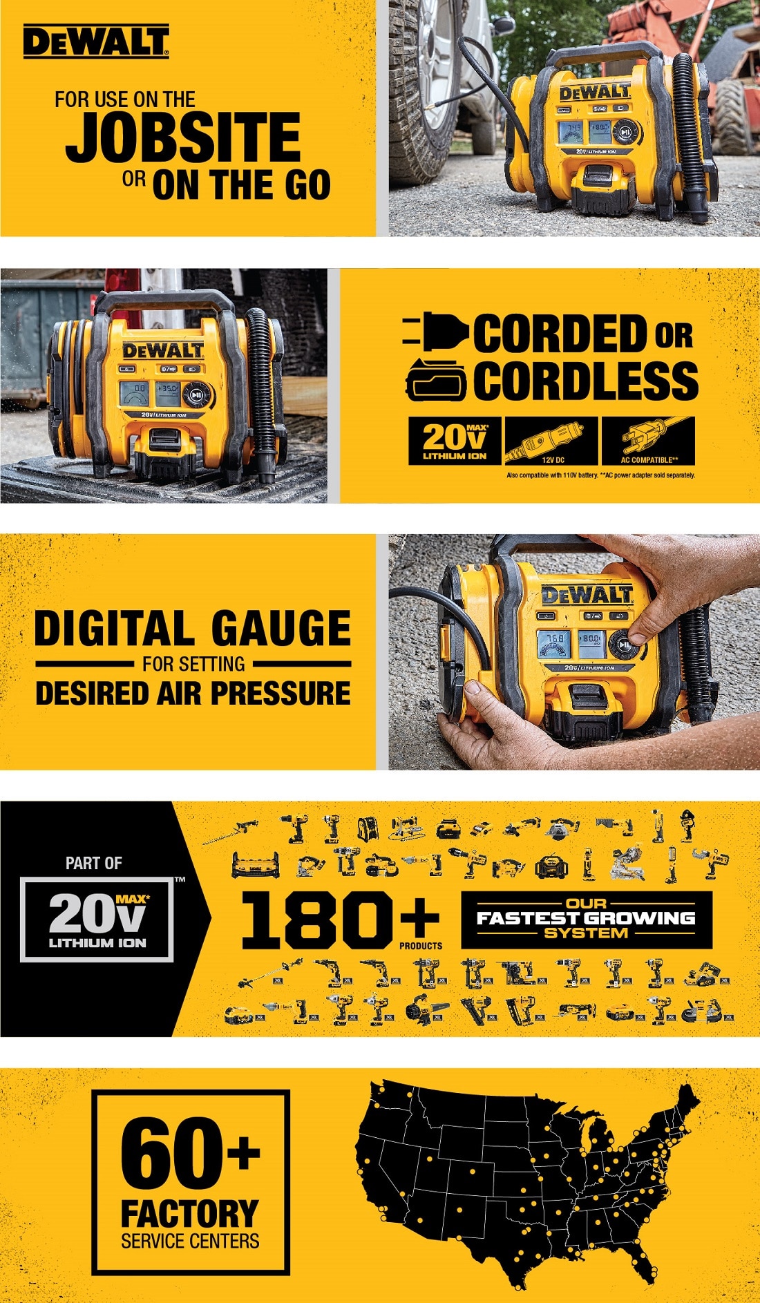 DEWALT 20Volt MAX Cordless Inflator with 1.5Ah Battery Included